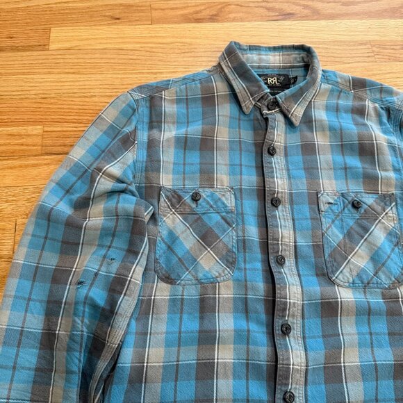 Double RL RRL Blue/Grey Flannel Large - Picture 6 of 12